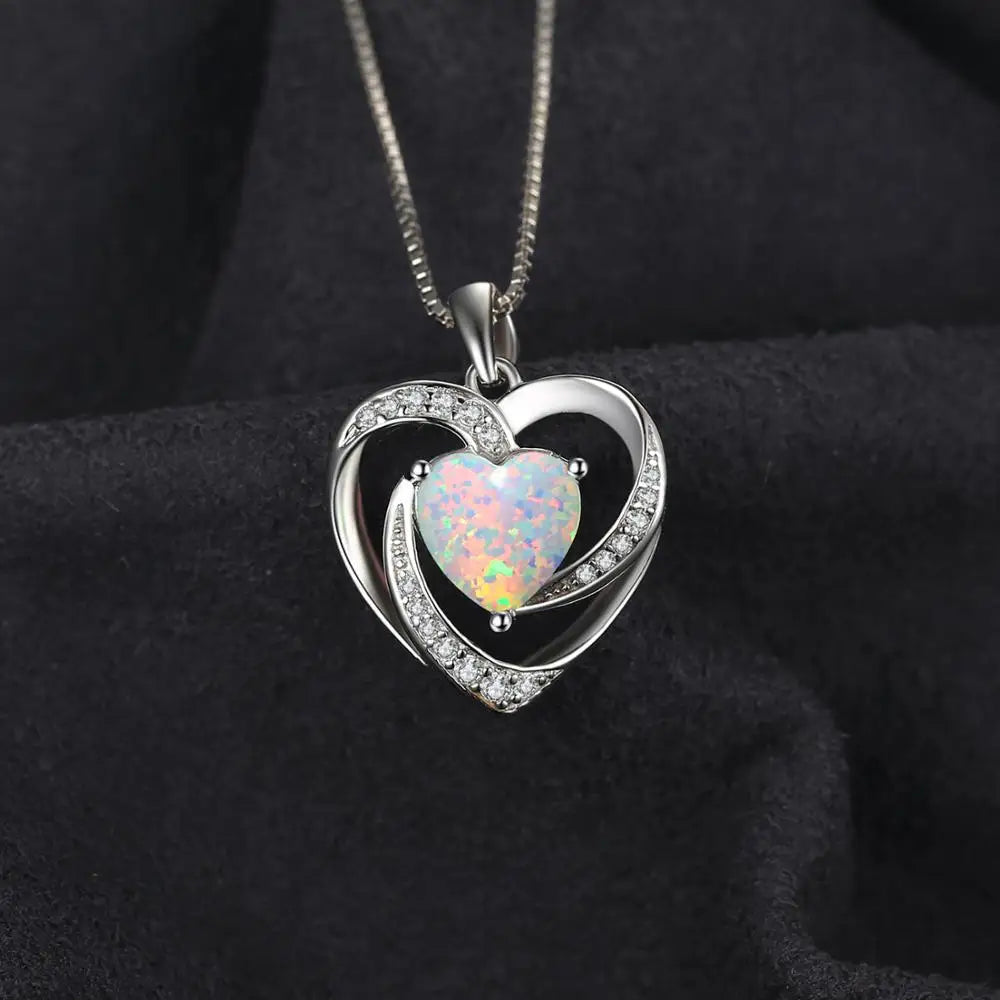 Jewelry Palace Heart Love Created Opal-Anhänger-Halskette
