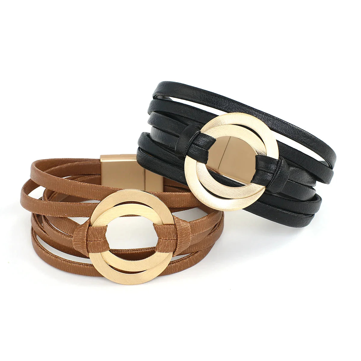 Böhmisches Doppelkreis-Lederarmband