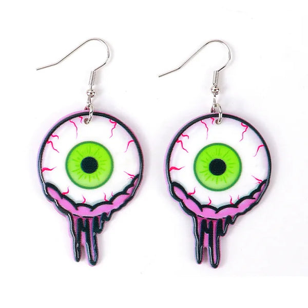 Gruselige Blut-Augen Acryl Ohrringe für Damen - Lustige Cartoon Rote Augen Tropfen Ohrringe - Gothic Schmuck Geschenke