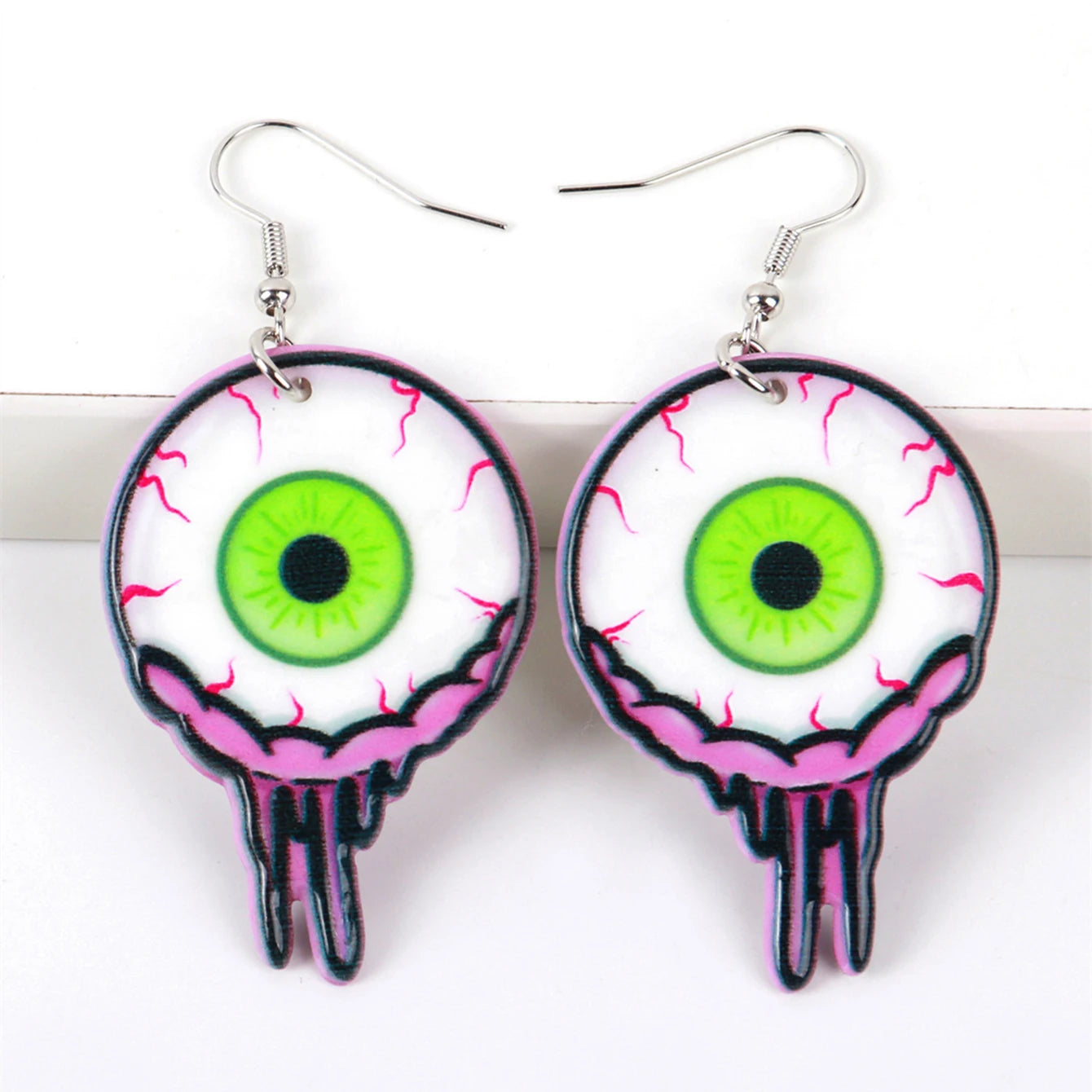 Gruselige Blut-Augen Acryl Ohrringe für Damen - Lustige Cartoon Rote Augen Tropfen Ohrringe - Gothic Schmuck Geschenke