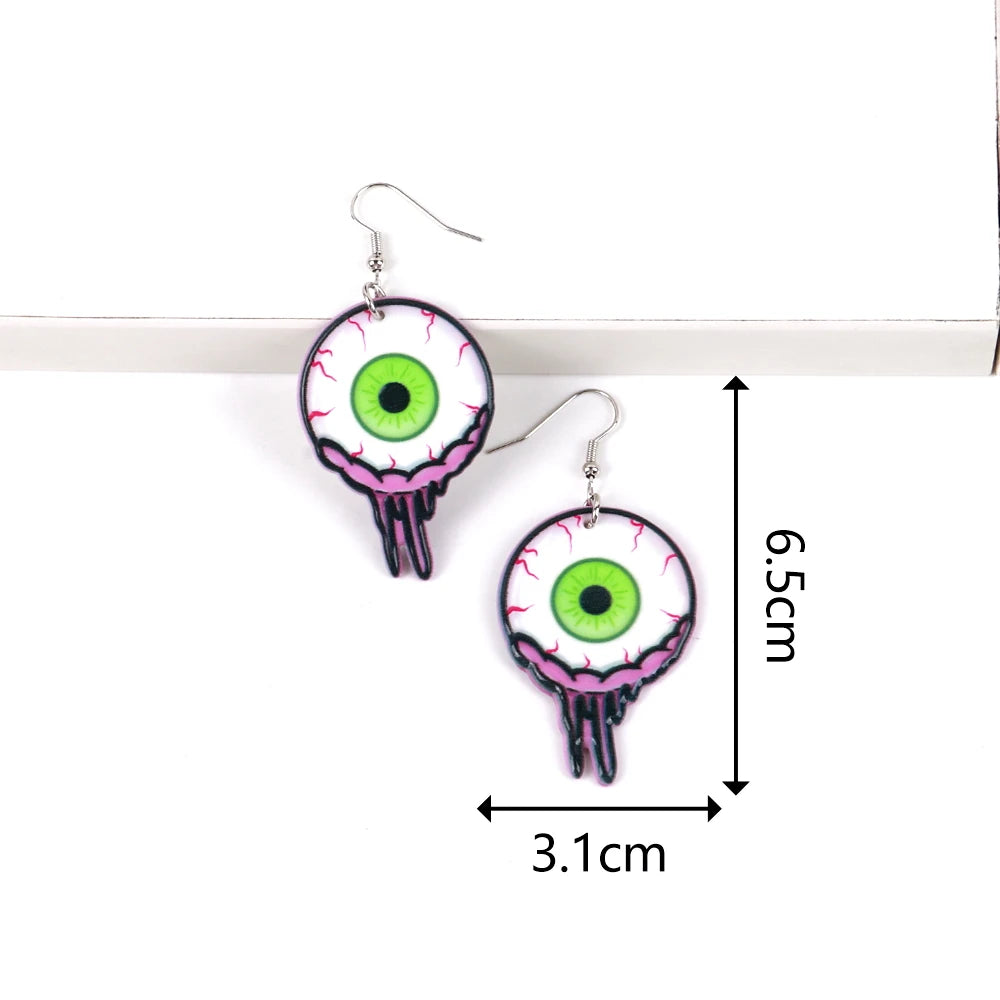 Gruselige Blut-Augen Acryl Ohrringe für Damen - Lustige Cartoon Rote Augen Tropfen Ohrringe - Gothic Schmuck Geschenke