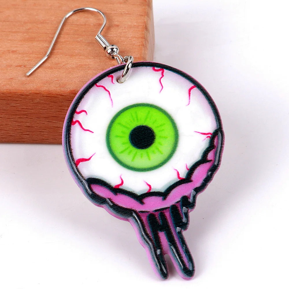 Gruselige Blut-Augen Acryl Ohrringe für Damen - Lustige Cartoon Rote Augen Tropfen Ohrringe - Gothic Schmuck Geschenke