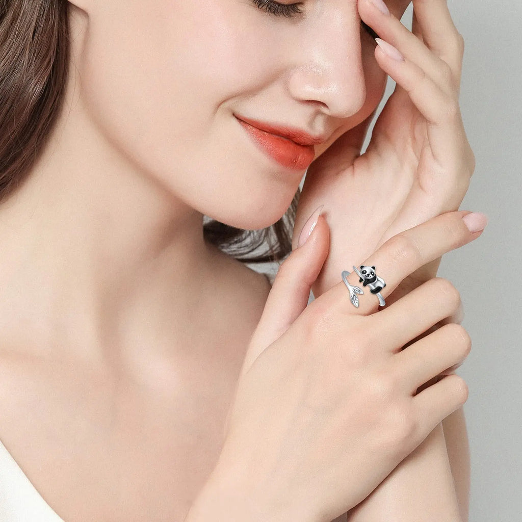 Bambus Tier Ringe für Frauen | Panda Schmuck | Party Accessoires - Neu