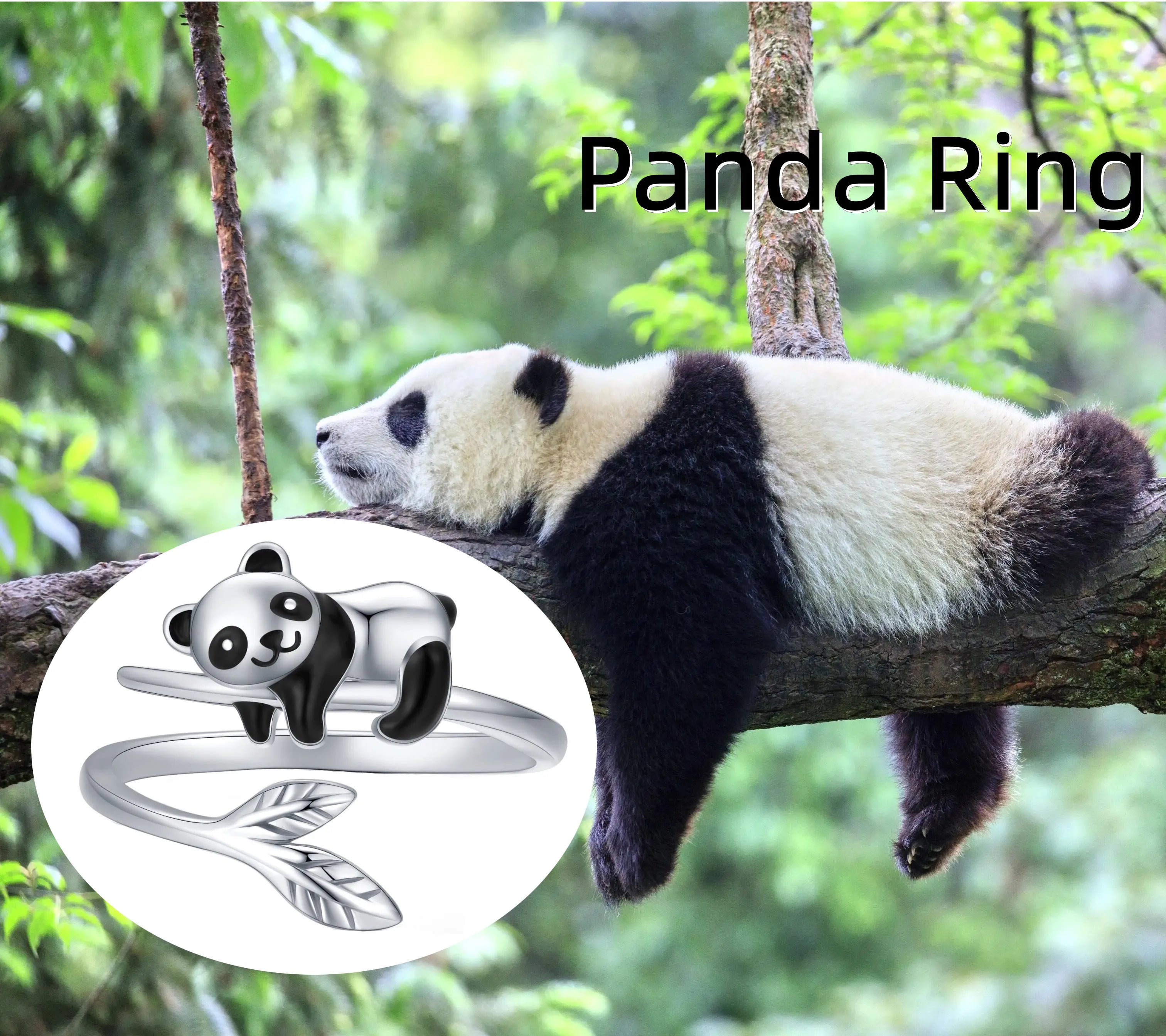 Bambus Tier Ringe für Frauen | Panda Schmuck | Party Accessoires - Neu