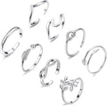 Zehenring aus Edelstahl, verstellbar, für den Sommer, Strand, Pfeilknoten, Wellenringe