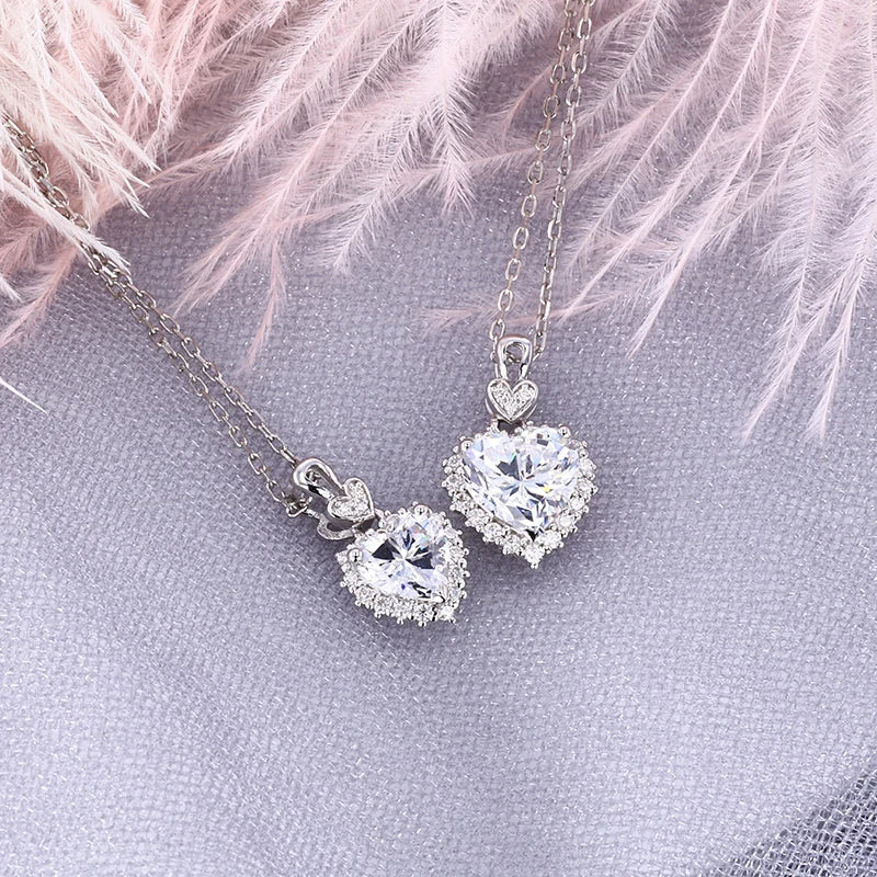 Großhandel Ozean Herz simuliert Diamant 1-2ct Halskette Liebe Halskette Mode Halskette für Frauen S925 Sterling Silber