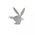 Hip Hop Mode Silber Farbe Kaninchen Ring Rock Zirkon Offene Ringe
