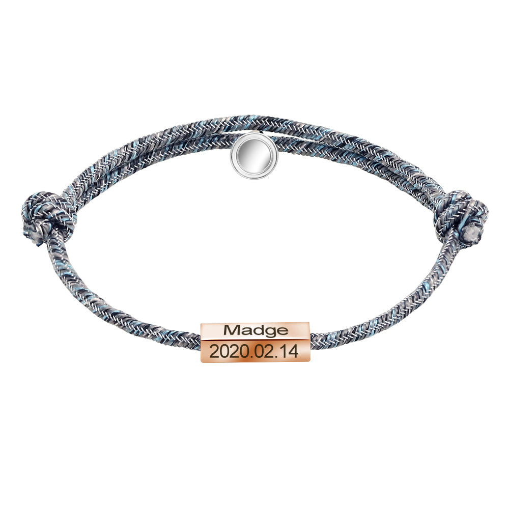 Magnetische Partnerarmbänder mit Wunschnamen und Wunschdatum I 2er Set