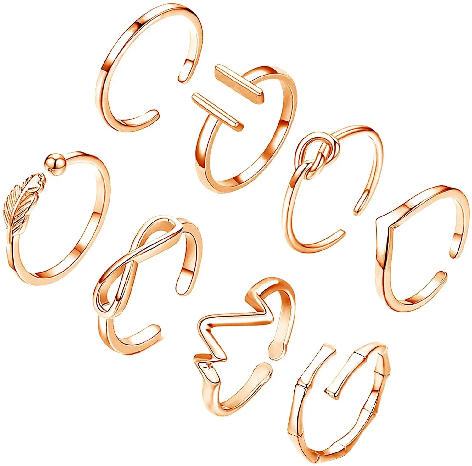 Zehenring aus Edelstahl, verstellbar, für den Sommer, Strand, Pfeilknoten, Wellenringe