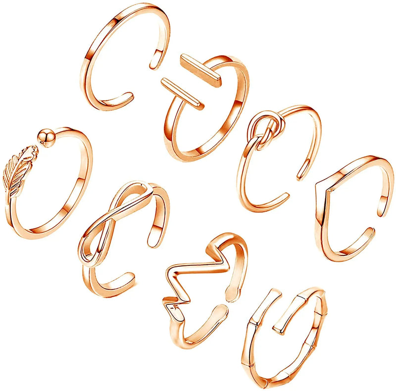 Zehenring aus Edelstahl, verstellbar, für den Sommer, Strand, Pfeilknoten, Wellenringe