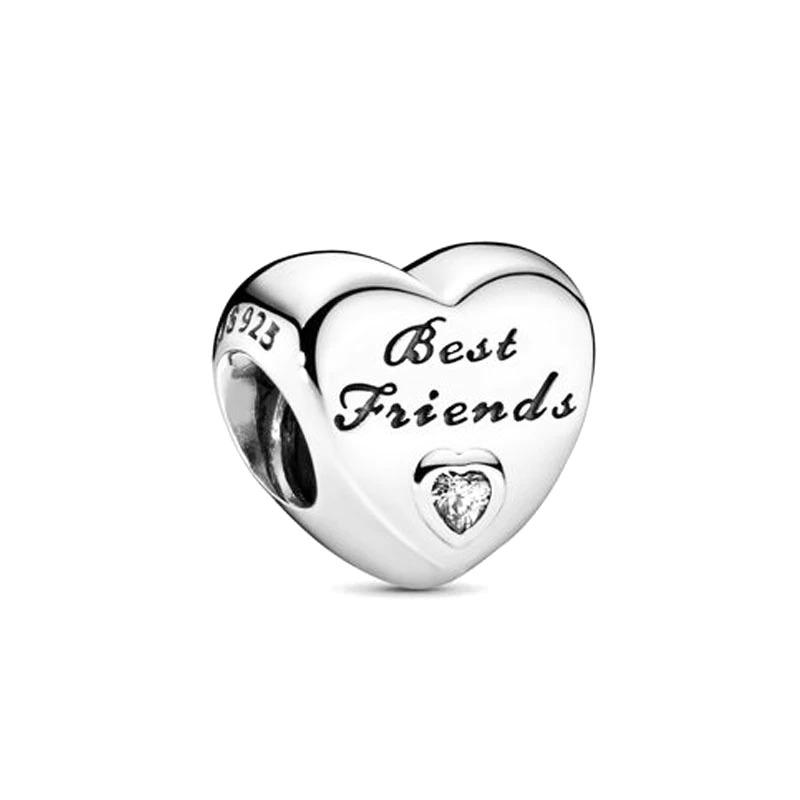 Herzgeformte Sterling Silber Familie Charme Perlen