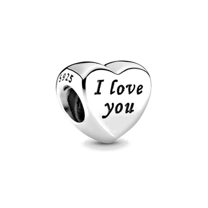 Herzgeformte Sterling Silber Familie Charme Perlen