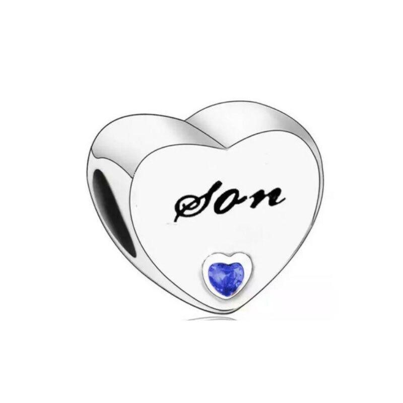 Herzgeformte Sterling Silber Familie Charme Perlen