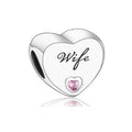 Herzgeformte Sterling Silber Familie Charme Perlen