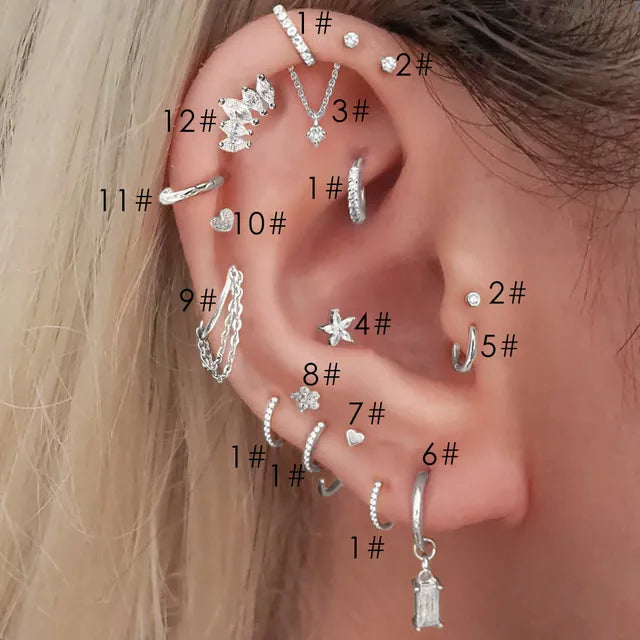 Hängende Segment Clicker Septum Ring mit Kette - Helix Daith Ohrring für Frauen - Tragus Lobe Orbital - Cartilage Schmuck