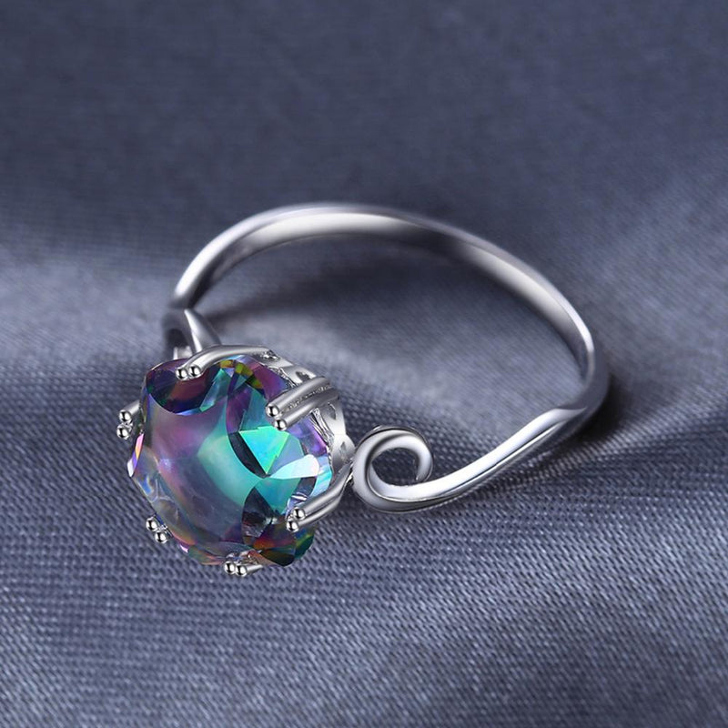 Sechseck Regenbogen Topaz Sterling Silber Ring