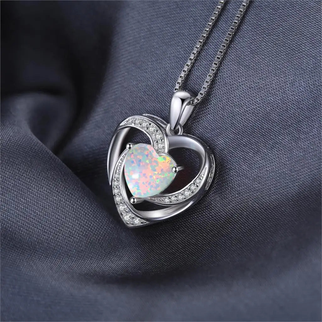 Jewelry Palace Heart Love Created Opal-Anhänger-Halskette