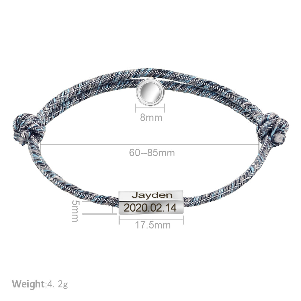 Magnetische Partnerarmbänder mit Wunschnamen und Wunschdatum I 2er Set
