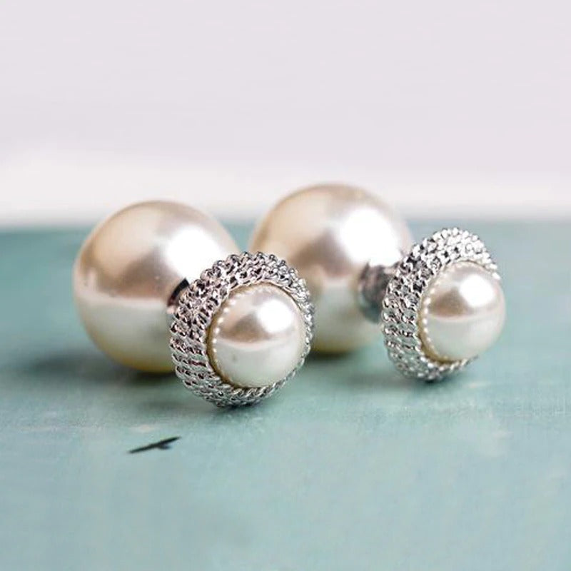 High End Classic Fashion Double Pearl Stud Ohrringe