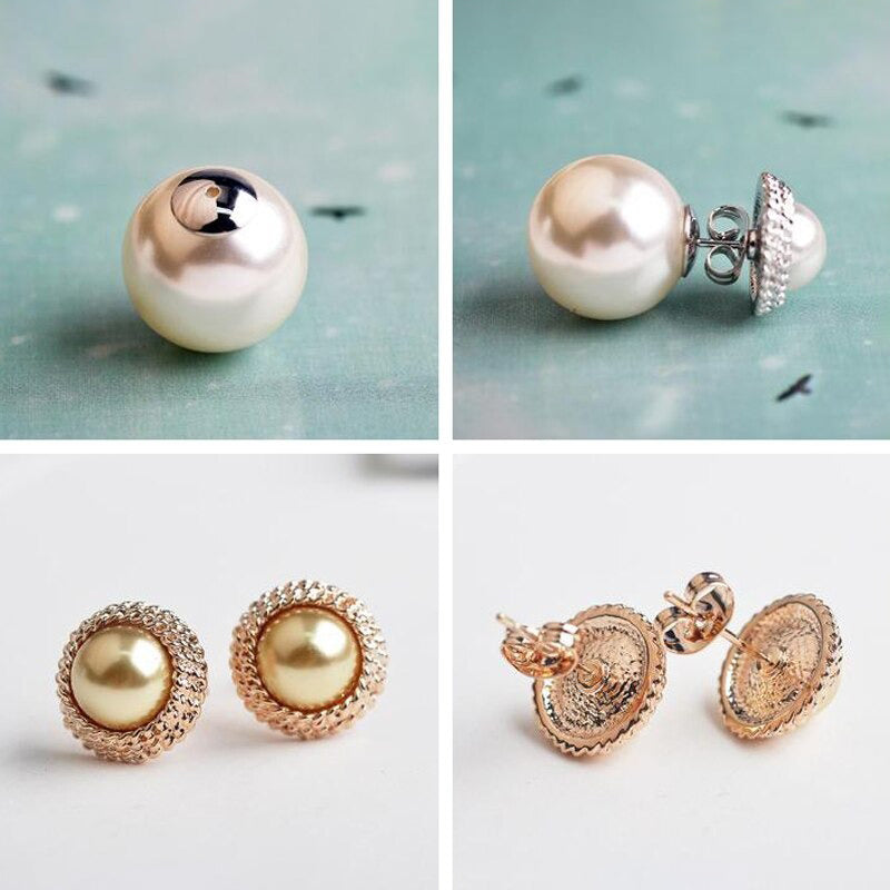 High End Classic Fashion Double Pearl Stud Ohrringe