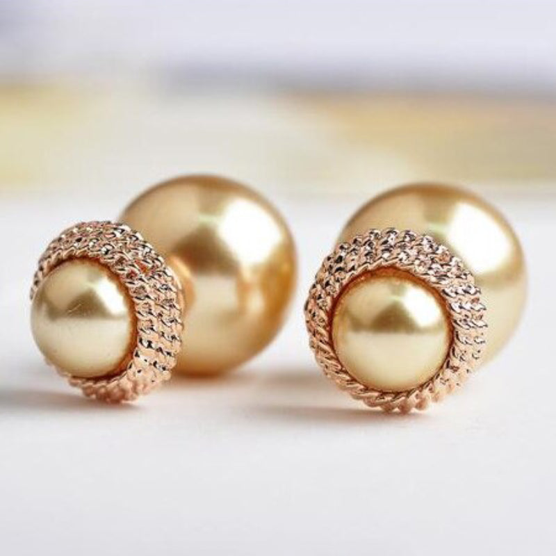 High End Classic Fashion Double Pearl Stud Ohrringe
