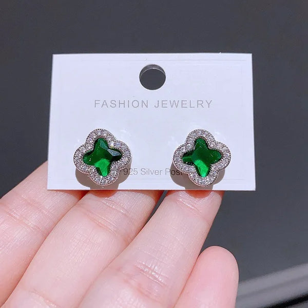 Stilvolle Kleeblatt Ohrstecker für Damen | Hochwertige Kristall Ohrstecker