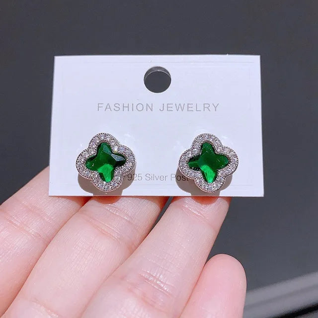 Stilvolle Kleeblatt Ohrstecker für Damen | Hochwertige Kristall Ohrstecker