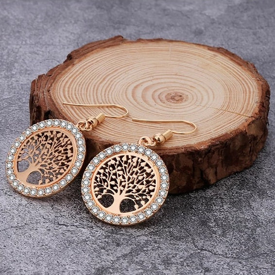 Hohlausbaum Des Lebens Besetzt Ohrringe