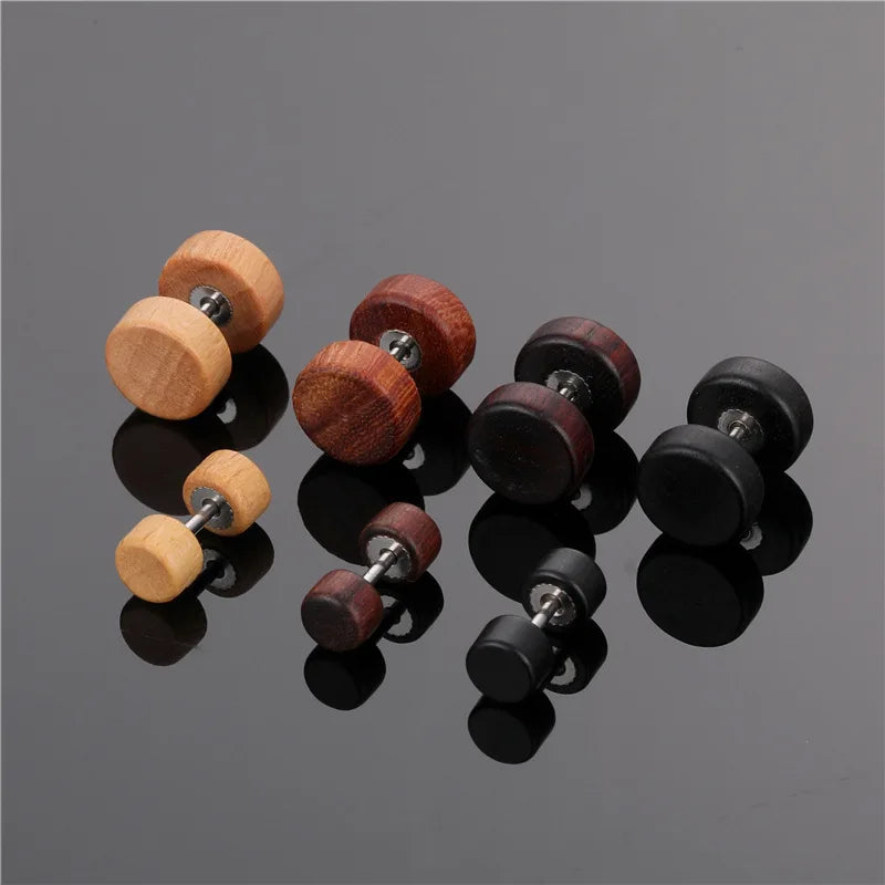 Holz Ohrstecker Ohrringe | Herren Ohrring Braun Stecker | Ohrringe Damen Schwarz - Natürlich und Trendy