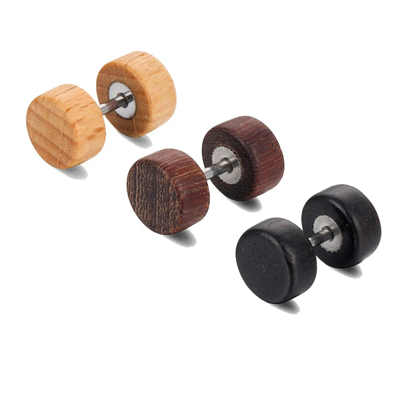 Holz Ohrstecker Ohrringe | Herren Ohrring Braun Stecker | Ohrringe Damen Schwarz - Natürlich und Trendy
