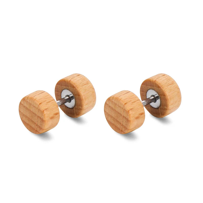Holz Ohrstecker Ohrringe | Herren Ohrring Braun Stecker | Ohrringe Damen Schwarz - Natürlich und Trendy