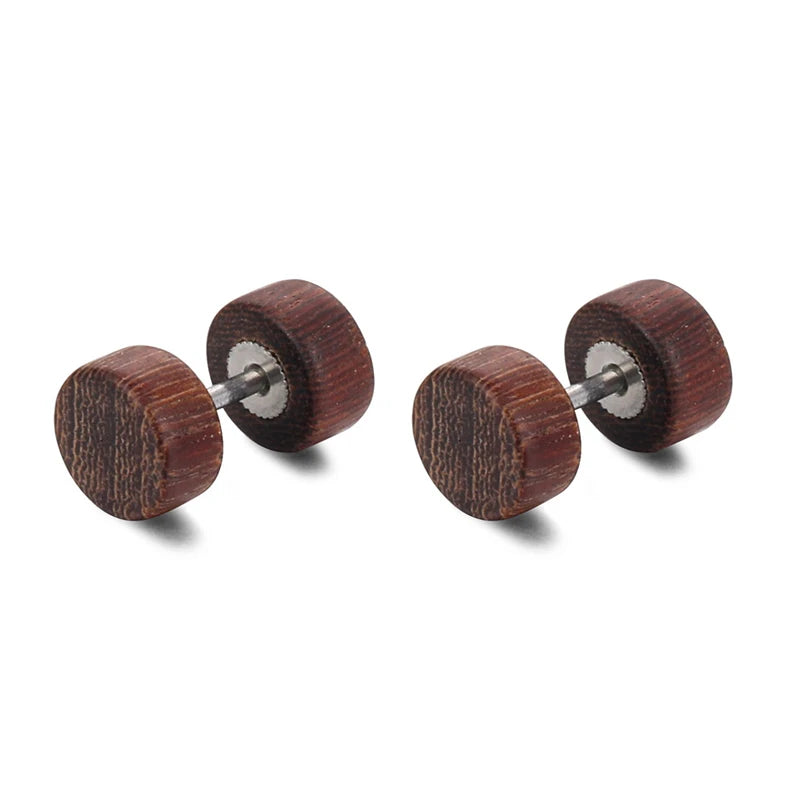 Holz Ohrstecker Ohrringe | Herren Ohrring Braun Stecker | Ohrringe Damen Schwarz - Natürlich und Trendy