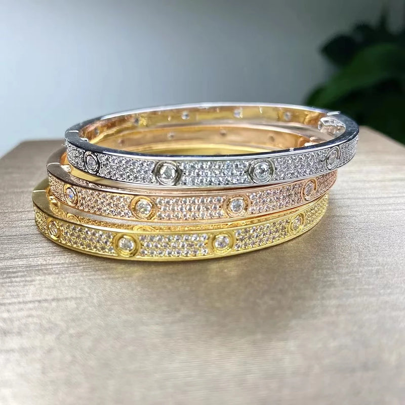 Elegantes Armband für Damen mit Zirkonia und Edelstahlvergoldung in 18 Karat Gold | Silberringe aus S925 Silber | Schmuckgeschenk