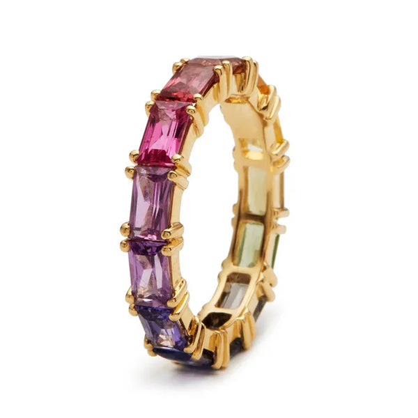 Bunte Cubic Zirkonia Ringe in 3 Farben | Goldringe | 5 Cubic - Schneller Versand
