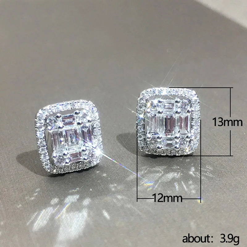 Elegante Zirkonia Ohrstecker für Damen - Hochwertiger Silberplattierter Schmuck für Hochzeit, Party und Luxusmode