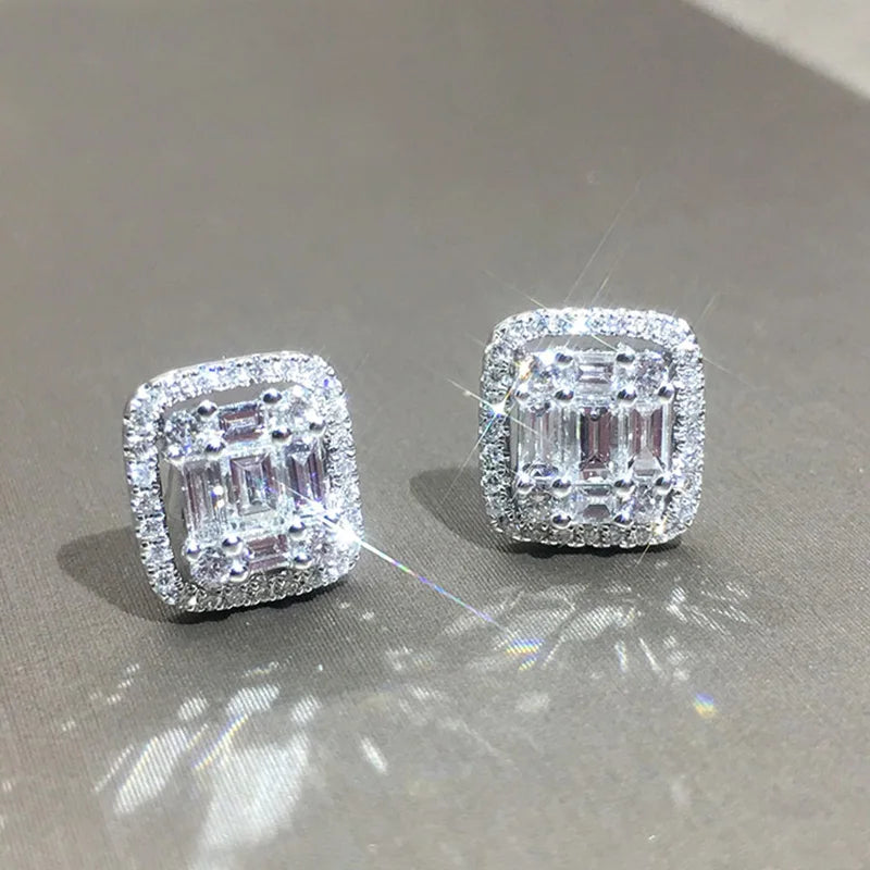 Elegante Zirkonia Ohrstecker für Damen - Hochwertiger Silberplattierter Schmuck für Hochzeit, Party und Luxusmode