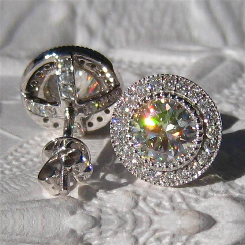 Huitan Zarte kleine runde Ohrstecker für Frauen mit glänzendem Zirkonia - Vielseitiger Schmuck für Teenager