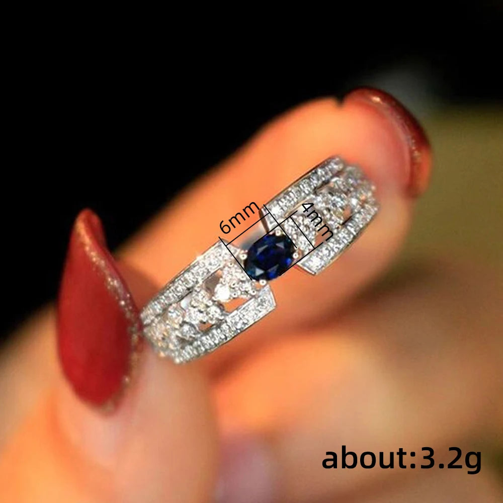 Partyzubehör | Ring Schmuck | Silberring - Modische Damenringe Blau/Weiß Cz