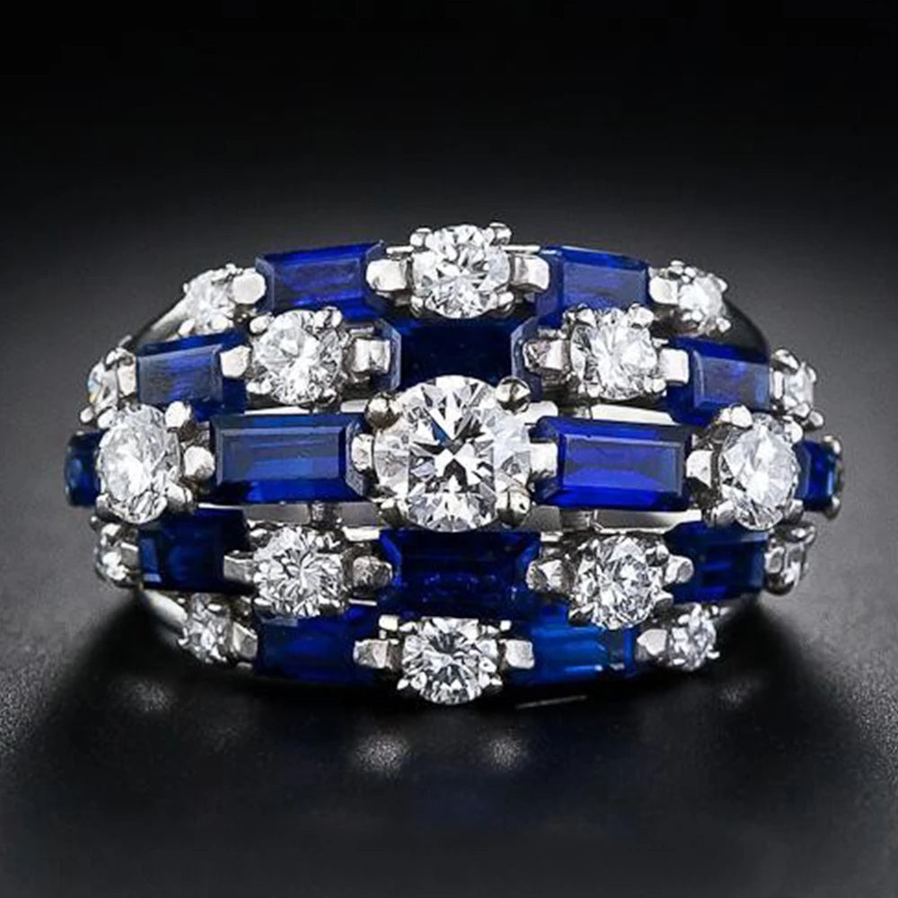 Huitan Women's Rings - Fashionable Blue Statement Rings for Women