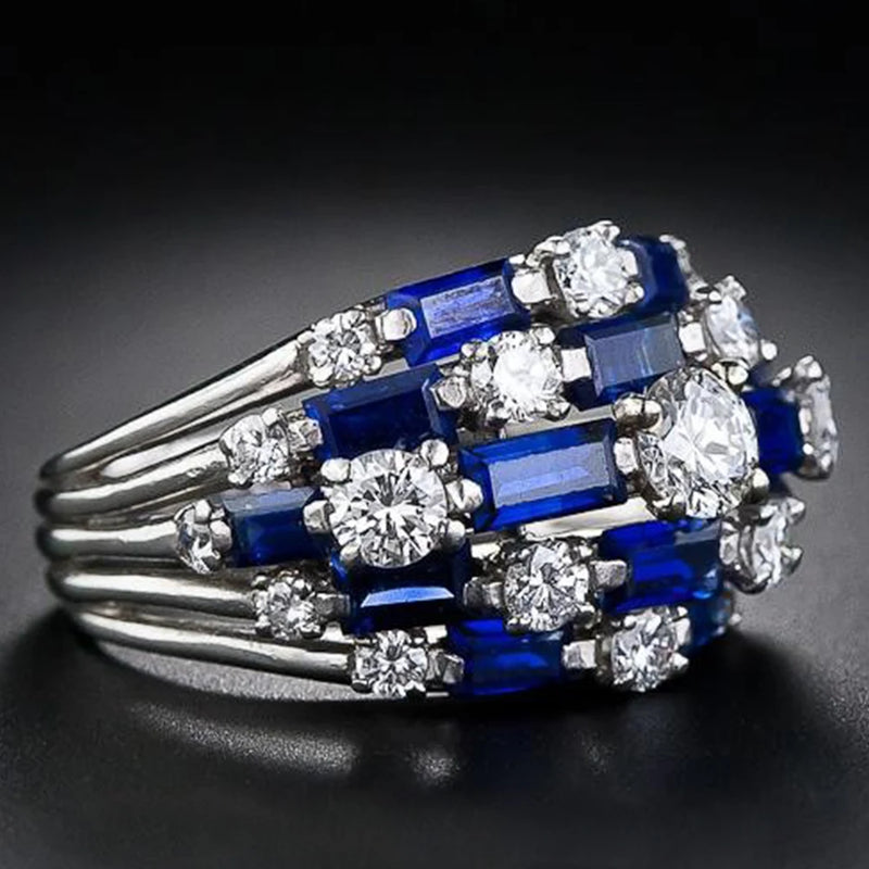 Huitan Women's Rings - Fashionable Blue Statement Rings for Women