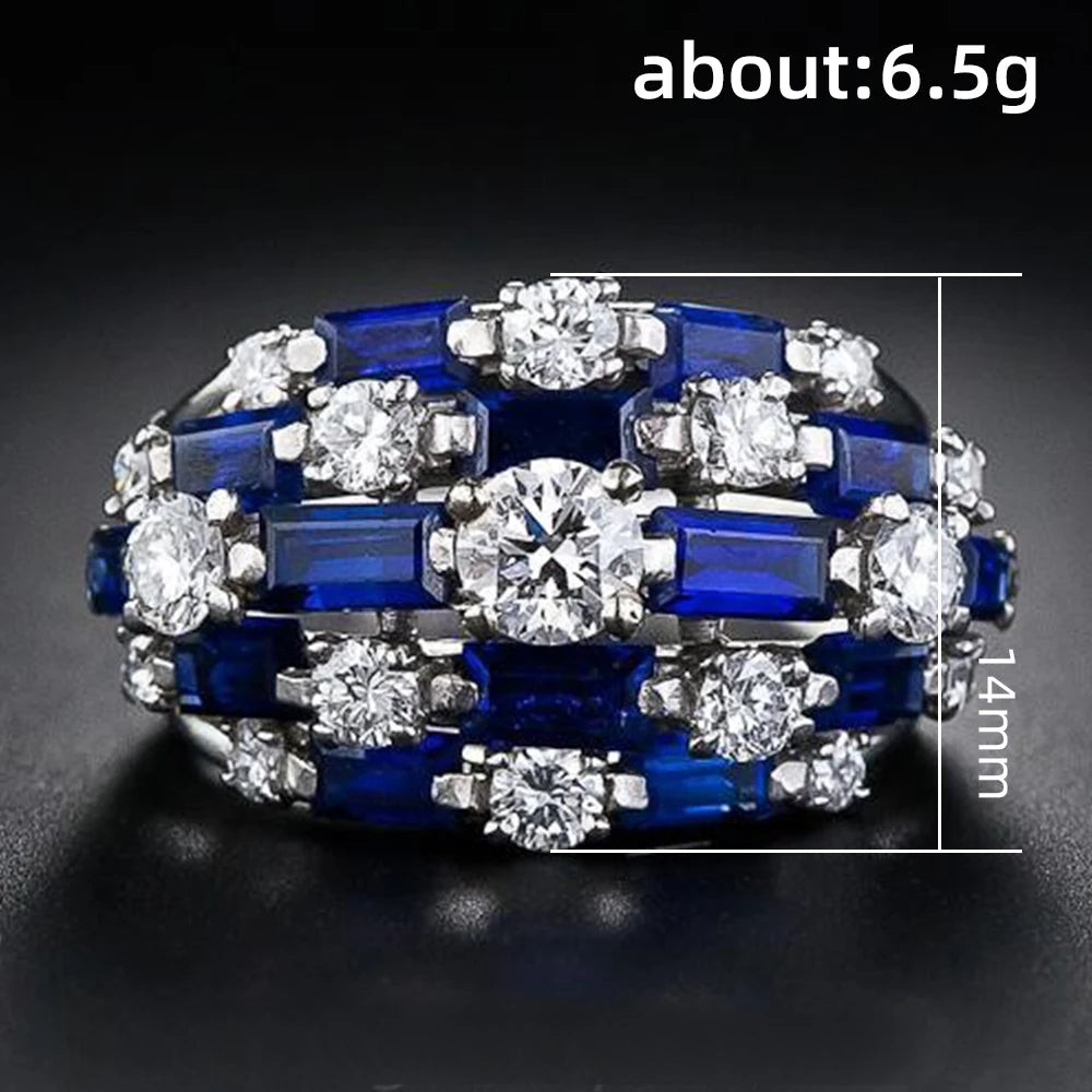 Huitan Women's Rings - Fashionable Blue Statement Rings for Women