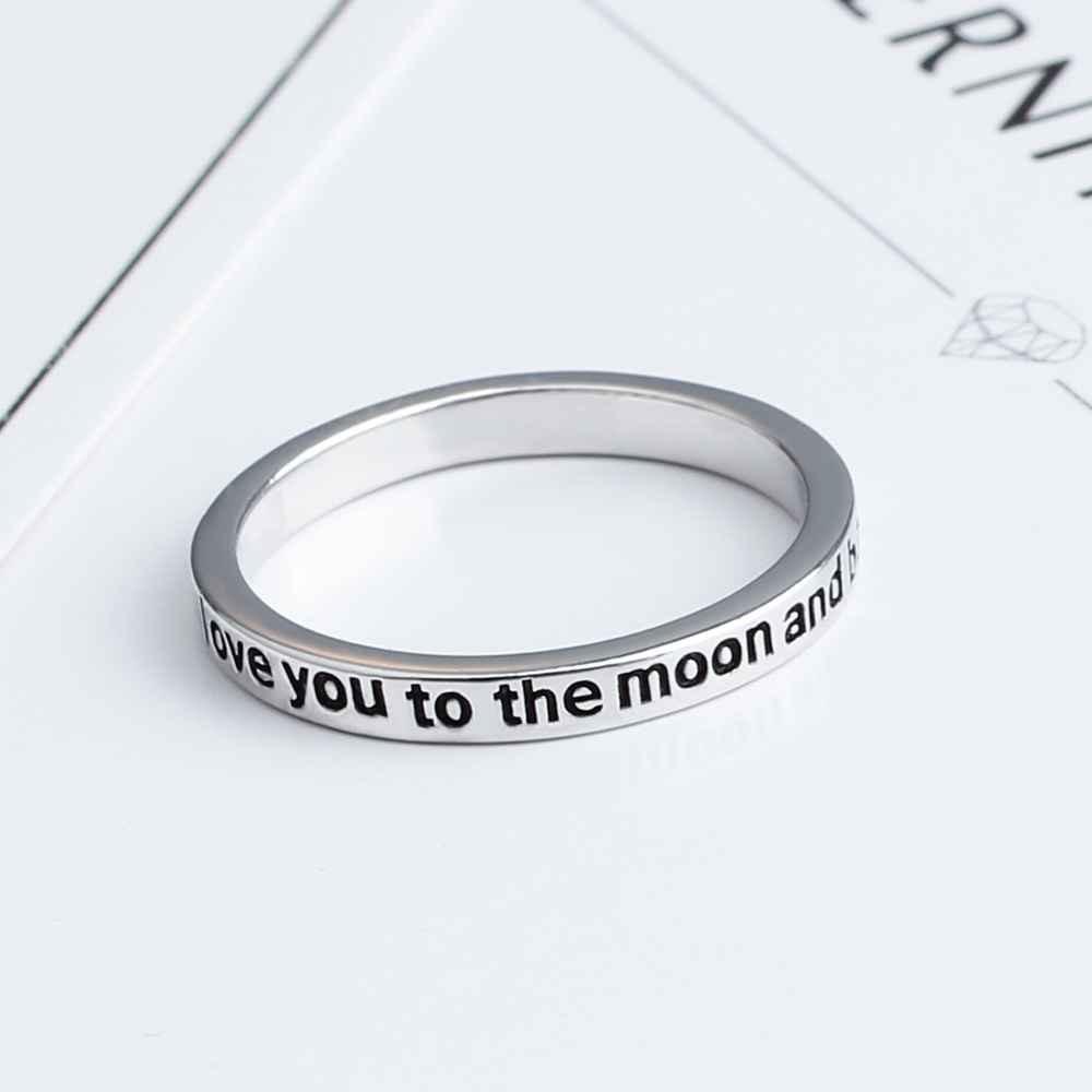 Ich Liebe Dich Bis Zum Mond Und Zum Rücken Von Sterling Silber Ring