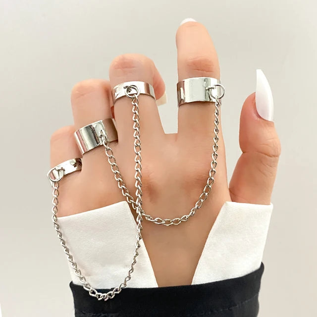 Geometrische Wellenringe Set für Damen | Silberner Stern Ring Set