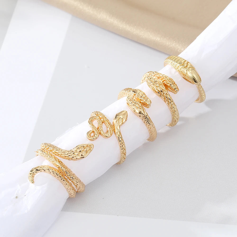 Vintage Schlangenringe für Frauen | Metalllegierung Fingerring-Sets - 5 Stück - Hochwertige Materialien