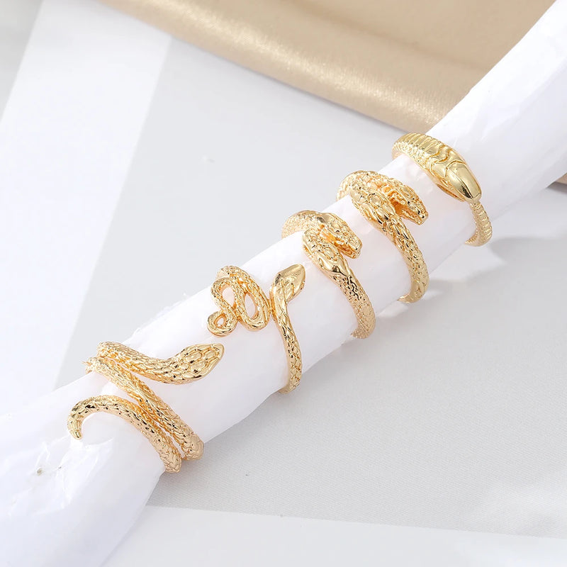 Vintage Schlangenringe für Frauen | Metalllegierung Fingerring-Sets - 5 Stück - Hochwertige Materialien