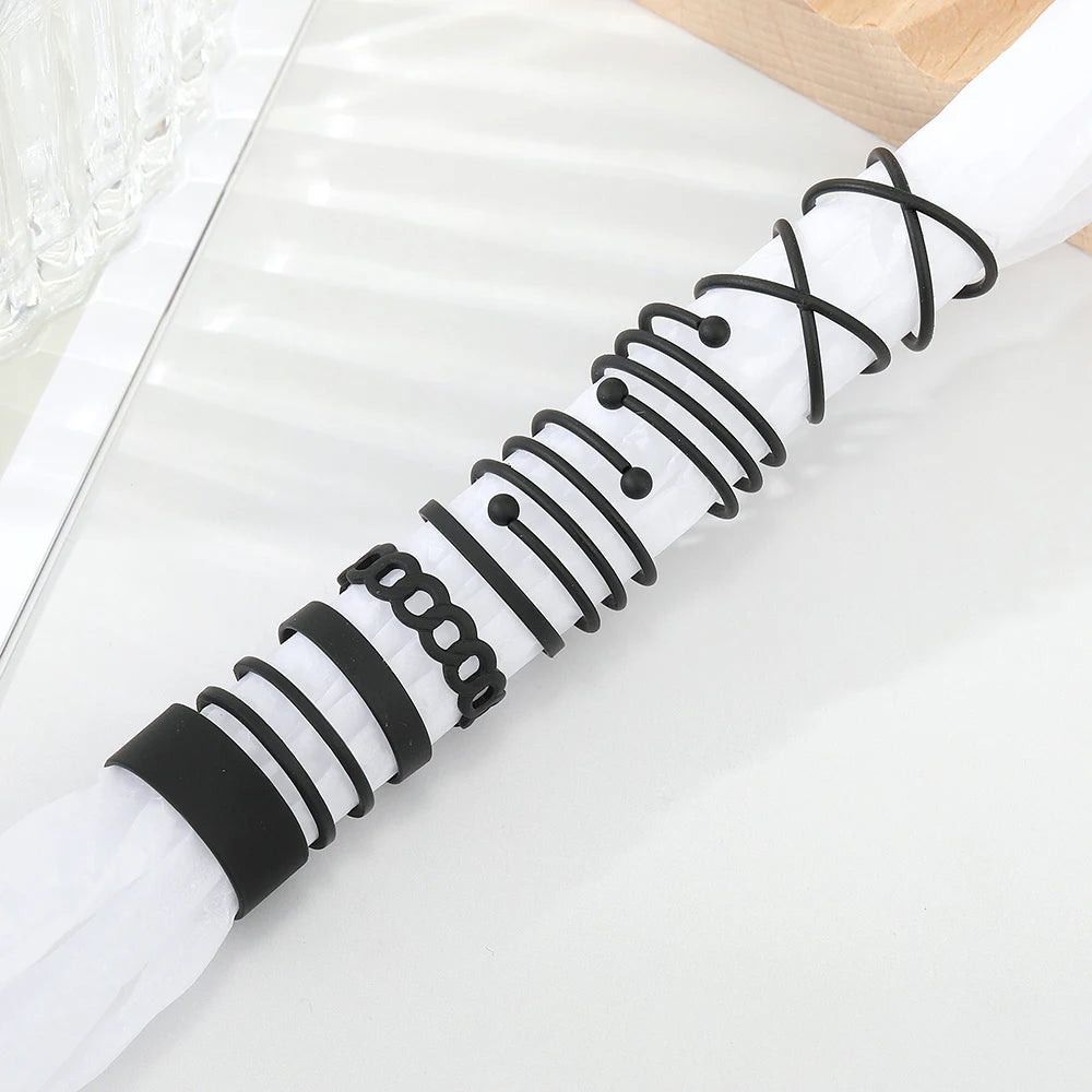 Schwarzer Punk Knuckle Ring für Frauen | Set schwarzer Ringe für Frauen - Punk Black Finger