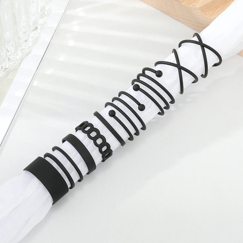 Schwarzer Punk Knuckle Ring für Frauen | Set schwarzer Ringe für Frauen - Punk Black Finger