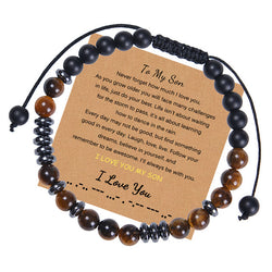 Alphabet-Herrenarmband mit natürlichem Tigeraugenstein