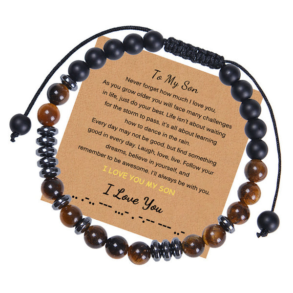 Alphabet-Herrenarmband mit natürlichem Tigeraugenstein