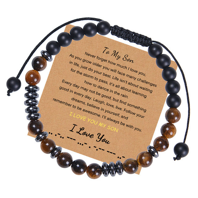 Alphabet-Herrenarmband mit natürlichem Tigeraugenstein